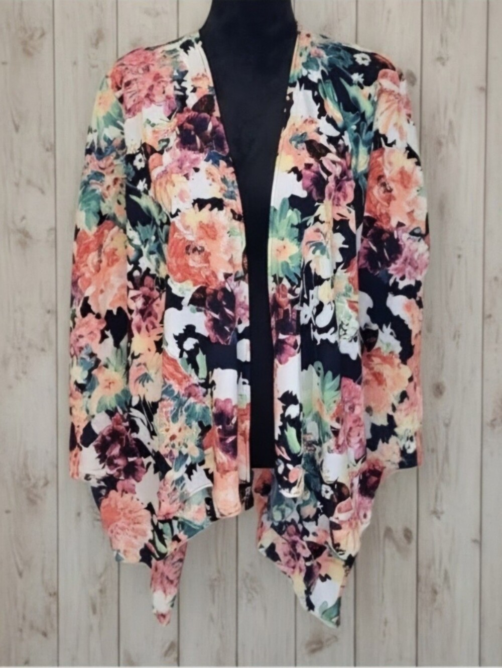 Neon Floral Abstract Kimono And Swimsuit Coverup, One Size